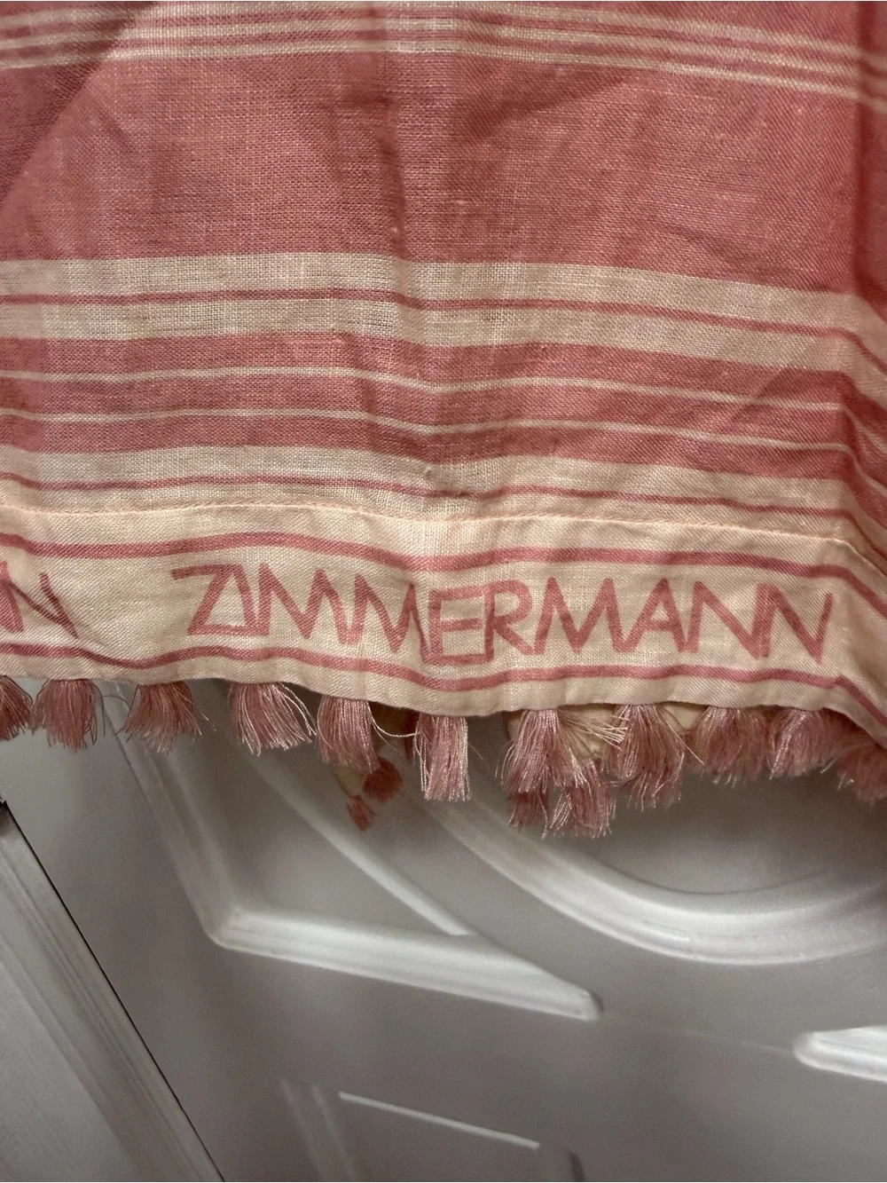 Zimmerman Kids Hooded Poncho Top in Dusty Pink Stripe 10